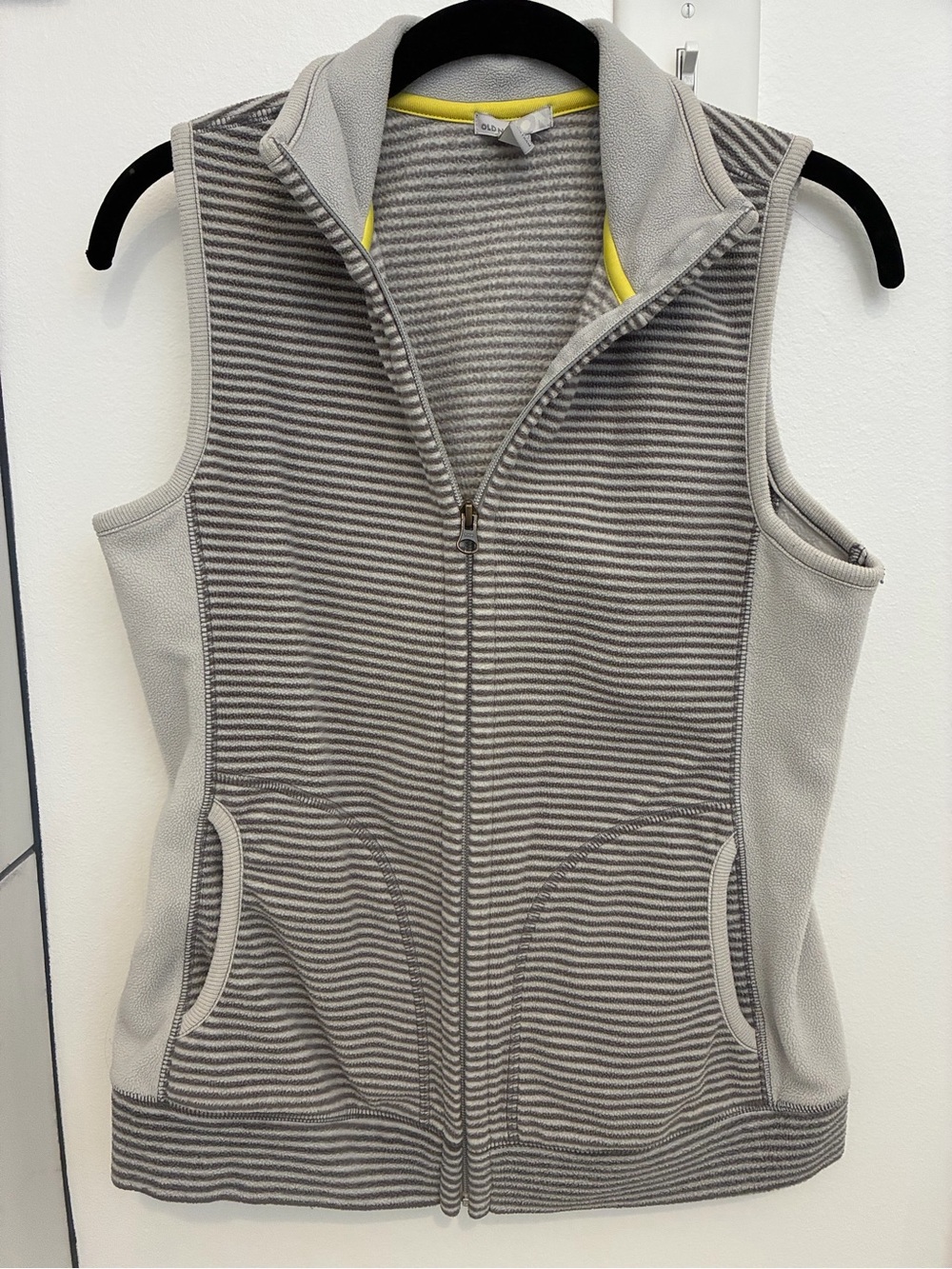 Old Navy Grey Striped Fleece sweater vest